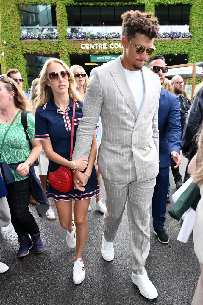 Patrick Mahomes and Brittany Mahomes Coordinate in White Sneakers Wimbledon 2024 Day 5