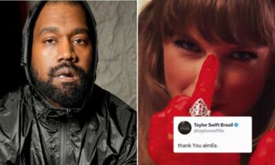 ‘Why are you so petty!’ – Kanye West SLAMS Taylor Swift’s recent Move after BLOCKING his Album from reaching No. 1 when the Popstar DISSED Him by retitling her DISS Track ‘thank You aimEe’ to spell out ‘YE’, the original version spelled out ‘KIM’ – ‘Sweet REVENGE on Kanye West for Kelce dig’