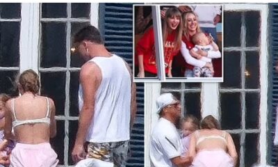 Taylor Swift and Travis Kelce have baby fever as they are seen cooing over teammate Patrick Mahomes's three-year-old daughter at her Rhode Island mansion