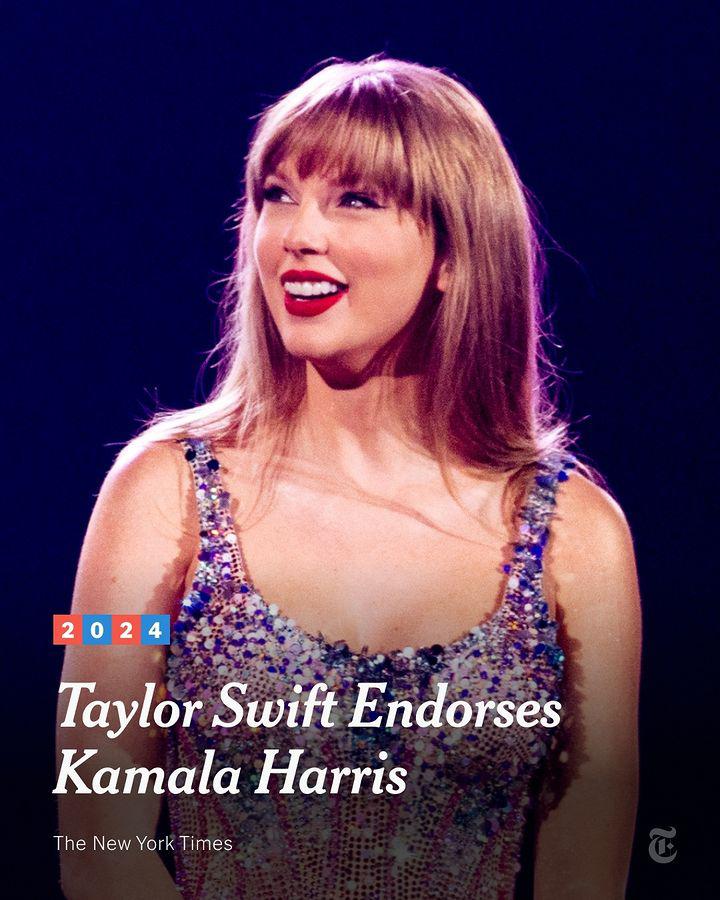 Taylor Swift, who is one of America’s most celebrated pop-culture icons and has an enormous following across the world, endorsed Vice President Kamala Harris late Tuesday after Ms. Harris’s debate against former President Donald J. Trump. The endorsement by Ms. Swift, delivered minutes after Ms. Harris and Mr. Trump had stepped off the debate stage in Philadelphia, offers Ms. Harris an unrivaled celebrity backer and a tremendous shot of adrenaline to her campaign, especially with the younger voters she has been trying to attract. “Like many of you, I watched the debate tonight,” Ms. Swift wrote on Instagram to her 283 million followers. “I will be casting my vote for Kamala Harris and Tim Walz in the 2024