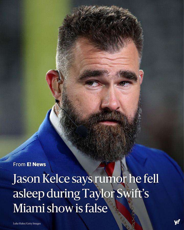 Jason Kelce, Travis's brother, shut down rumors that he fell asleep during Taylor Swift’s Miami concert after a viral photo showed him with his eyes closed. On his "New Heights" podcast, he explained he was just "feeling the music" and relaxing after dancing with his daughter.