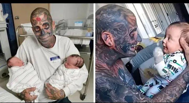 Dad with over 240 tattoos called a ‘monster’ and ‘bad dad’ because of his look. But wait till you see how he looked before… see More