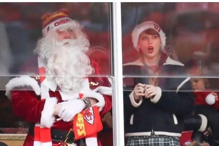 OMG! Watch as Taylor Swift, dressed as Santa, surprises her boyfriend Travis Kelce at the Steelers vs. Chiefs game in the sweetest moment