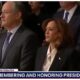 President Kamala Harris arrives with the First Gentleman at the Capitol rotunda to greet former President Jimmy Carter's casket along with MAGA Mike Johnson.