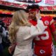 Fans are all saying the same thing as Brittany Mahomes gives husband Patrick a good luck kiss at Chiefs playoffs game less than a week after giving birth